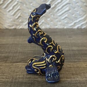 Lenox Blue Diver Porcelain Dolphin Figurine  Blue & Gold 4"